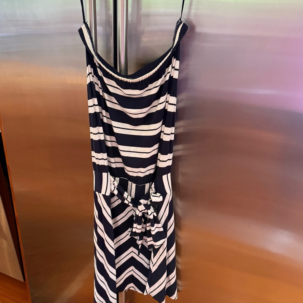 Michael Stars Navy and White Strapless Striped Dress
